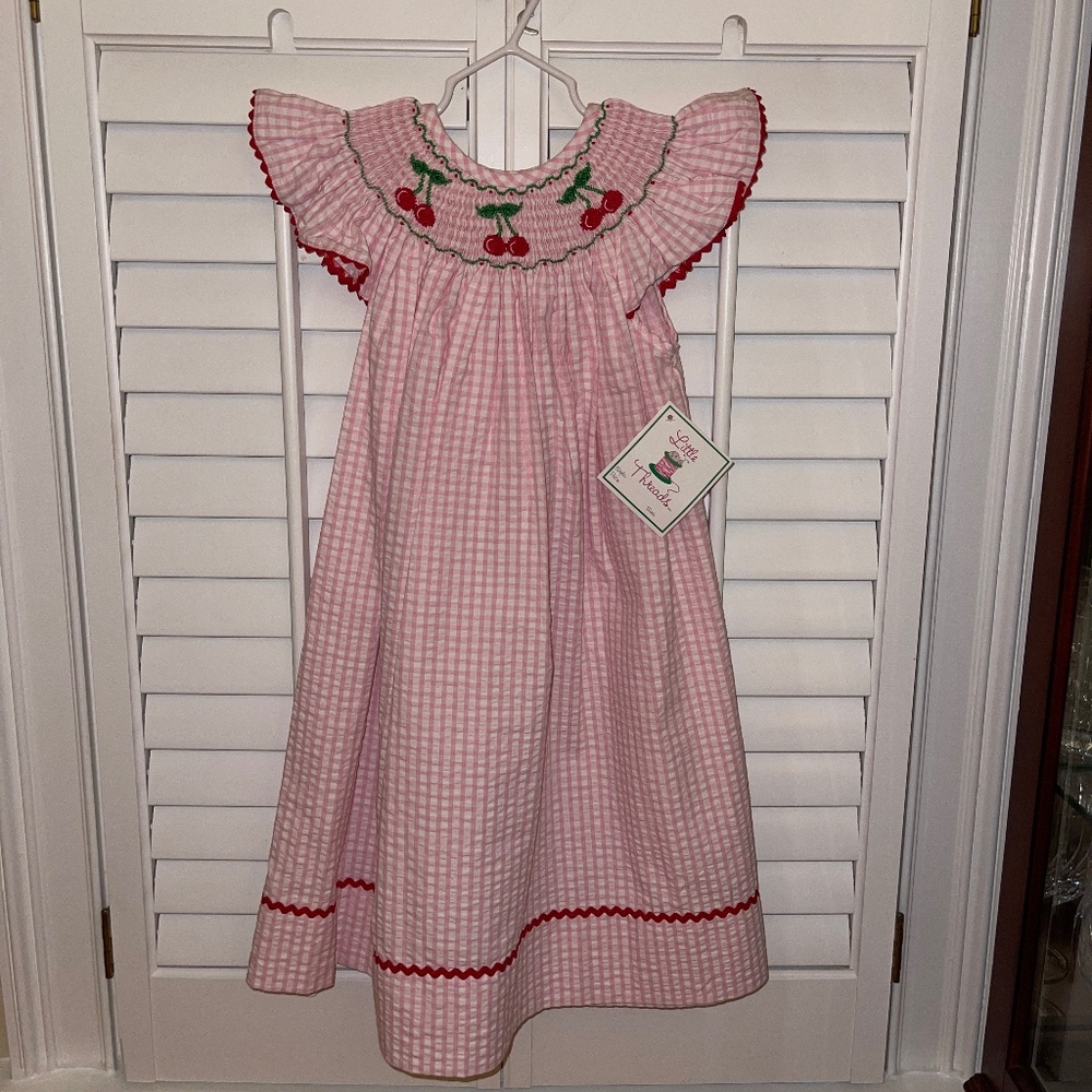 NWT Little Threads Cherry Smocked Dress